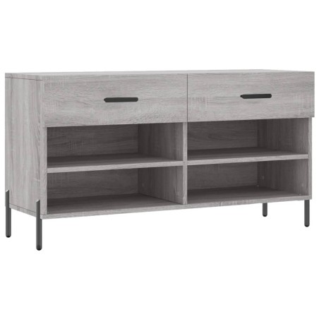 vidaXL Banco zapatero madera de ingeniería gris Sonoma 102x35x55 cm