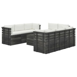 vidaXL Muebles de palets para jardín 9 piezas cojines madera de pino