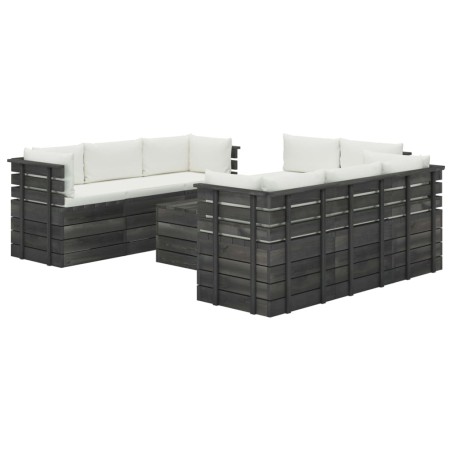 vidaXL Muebles de palets para jardín 9 piezas cojines madera de pino