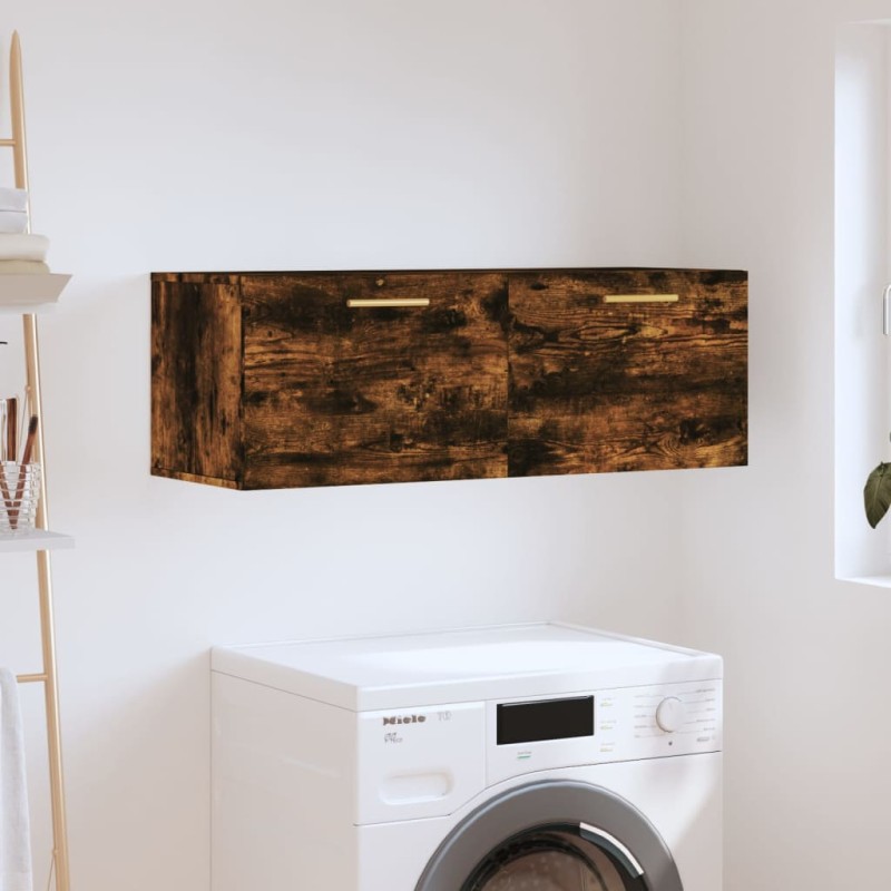 vidaXL Armario de pared madera ingeniería roble ahumado 100x36,5x35 cm vidaXL Armario de pared madera ingeniería roble ahumado 100x36,5x35 cm