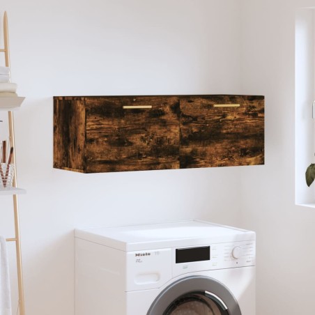vidaXL Armario de pared madera ingeniería roble ahumado 100x36,5x35 cm