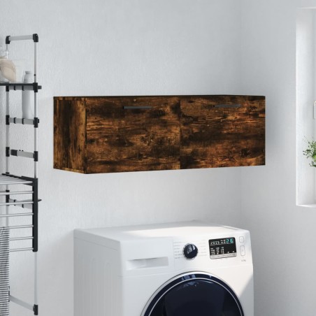 vidaXL Armario de pared madera ingeniería roble ahumado 100x36,5x35 cm