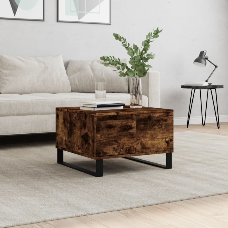 vidaXL Mesa de centro madera contrachapada roble ahumado 55x55x36,5 cm vidaXL Mesa de centro madera contrachapada roble ahumado 55x55x36,5 cm