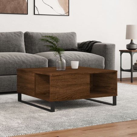 vidaXL Mesa de centro madera contrachapada roble marrón 80x80x36,5 cm