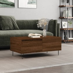 vidaXL Mesa de centro madera contrachapada marrón roble 90x50x36,5 cm