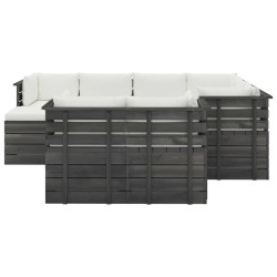 vidaXL Muebles de palets de jardín 10 pzas cojines madera maciza pino