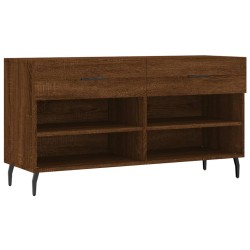 vidaXL Banco zapatero madera de ingeniería marrón roble 102x35x55 cm