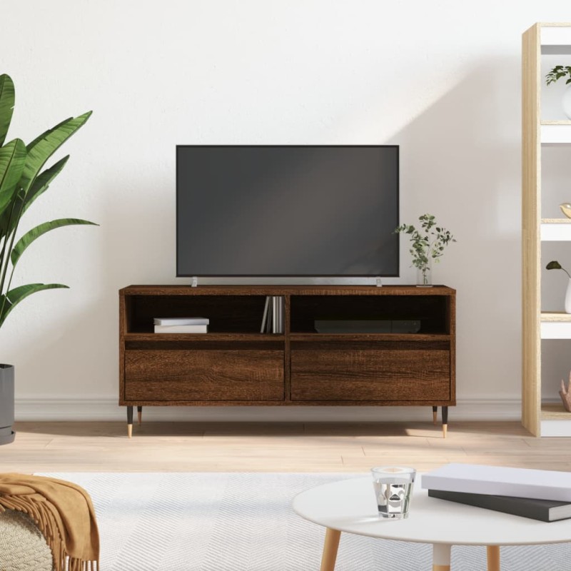 vidaXL Mueble de TV madera contrachapada marrón roble 100x34,5x44,5 cm