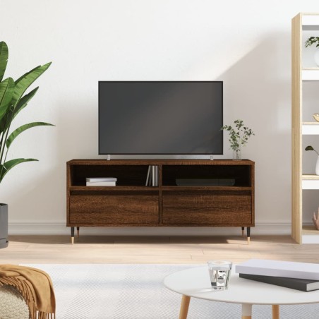 vidaXL Mueble de TV madera contrachapada marrón roble 100x34,5x44,5 cm