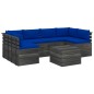 vidaXL Muebles de palets para jardín 7 pzas cojines madera maciza pino