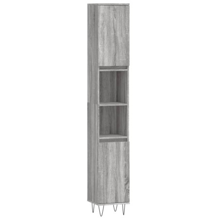 vidaXL Armario de baño madera contrachapada gris Sonoma 30x30x190 cm