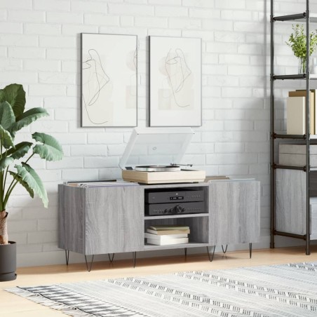 vidaXL Mueble para discos madera contrachapada gris sonoma 121x38x48cm