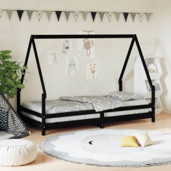 vidaXL Estructura de cama para niños madera de pino negro 90x190 cm 