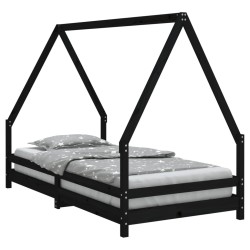 vidaXL Estructura de cama para niños madera de pino negro 90x190 cm 