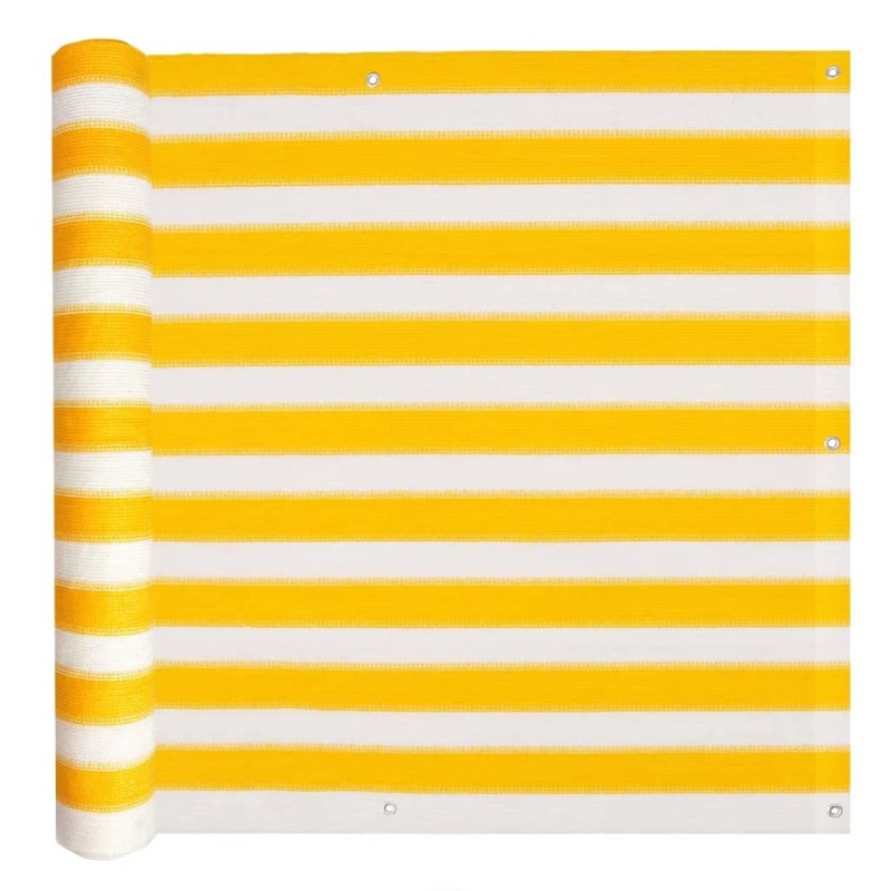 vidaXL Toldo para balcón HDPE 75x400 cm amarillo y blanco vidaXL Toldo para balcón HDPE 75x400 cm amarillo y blanco