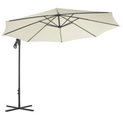 vidaXL Sombrilla voladiza con poste de acero 300 cm arena