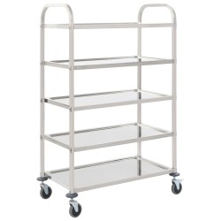vidaXL Carrito de cocina de 5 alturas 107x55x147 cm acero inoxidable
