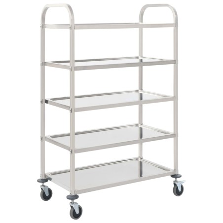 vidaXL Carrito de cocina de 5 alturas 107x55x147 cm acero inoxidable