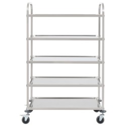 vidaXL Carrito de cocina de 5 alturas 107x55x147 cm acero inoxidable