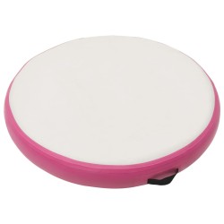 vidaXL Esterilla inflable de gimnasia y bomba PVC rosa 100x100x10 cm