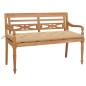 vidaXL Banco Batavia madera maciza de teca con cojín beige 150 cm