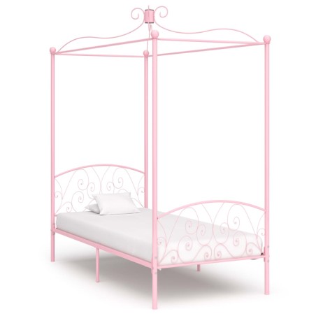 vidaXL Estructura de cama con dosel metal rosa 100x200 cm