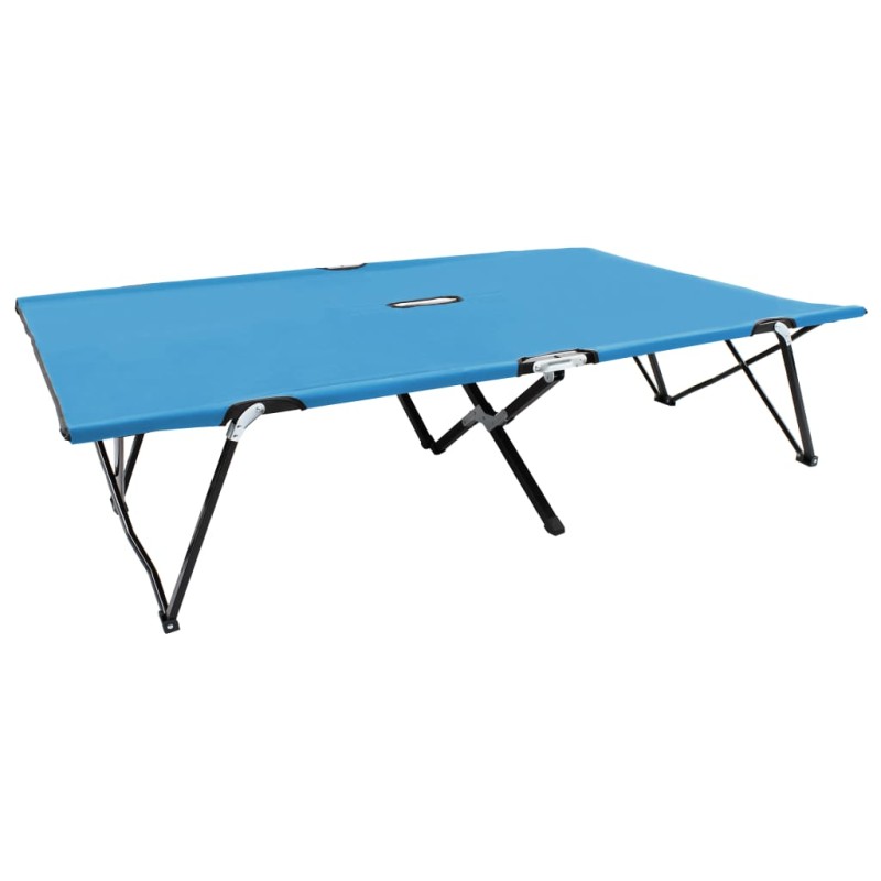 vidaXL Tumbona plegable para 2 personas acero azul