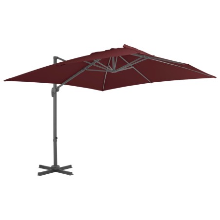 vidaXL Sombrilla voladiza con poste de aluminio rojo burdeos 400x300cm