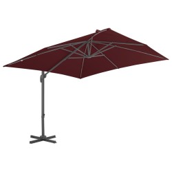 vidaXL Sombrilla voladiza con poste de aluminio rojo burdeos 400x300cm
