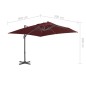 vidaXL Sombrilla voladiza con poste de aluminio rojo burdeos 400x300cm vidaXL Sombrilla voladiza con poste de aluminio rojo burdeos 400x300cm