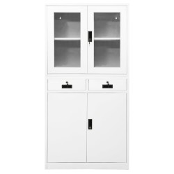vidaXL Armario oficina acero vidrio templado blanco 90x40x180 cm