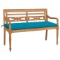 vidaXL Banco Batavia madera maciza de teca con cojín azul claro 150 cm vidaXL Banco Batavia madera maciza de teca con cojín azul claro 150 cm