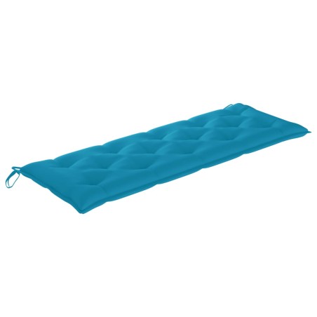 vidaXL Banco Batavia madera maciza de teca con cojín azul claro 150 cm