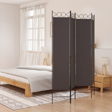 vidaXL Biombo divisor de 4 paneles de tela marrón 160x200 cm