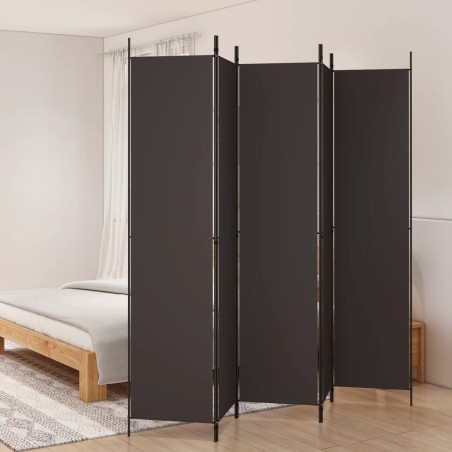 vidaXL Biombo divisor de 5 paneles de tela marrón 250x220 cm