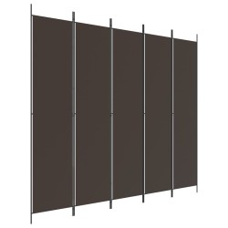 vidaXL Biombo divisor de 5 paneles de tela marrón 250x220 cm