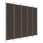 vidaXL Biombo divisor de 5 paneles de tela marrón 250x220 cm vidaXL Biombo divisor de 5 paneles de tela marrón 250x220 cm