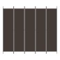 vidaXL Biombo divisor de 5 paneles de tela marrón 250x220 cm vidaXL Biombo divisor de 5 paneles de tela marrón 250x220 cm