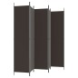 vidaXL Biombo divisor de 5 paneles de tela marrón 250x220 cm vidaXL Biombo divisor de 5 paneles de tela marrón 250x220 cm