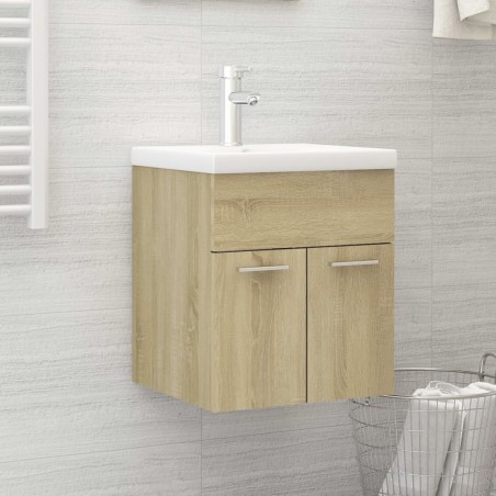 vidaXL Mueble con lavabo madera de ingeniería roble Sonoma