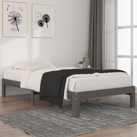 vidaXL Estructura de cama madera maciza de pino gris 100x200 cm
