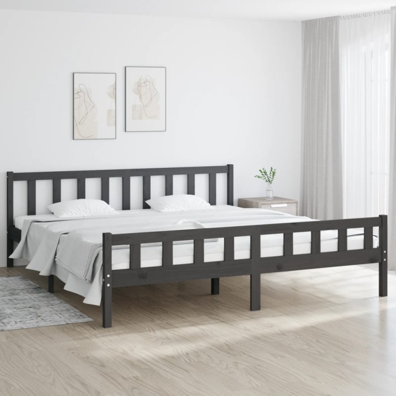 vidaXL Estructura de cama madera maciza gris 200x200 cm