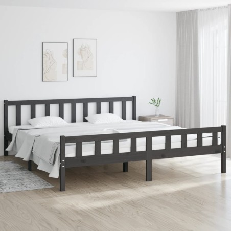 vidaXL Estructura de cama madera maciza gris 200x200 cm