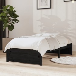 vidaXL Estructura de cama individual madera maciza negra 75x190 cm