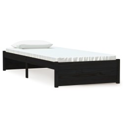vidaXL Estructura de cama individual madera maciza negra 75x190 cm
