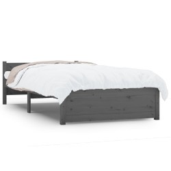 vidaXL Estructura de cama individual madera maciza gris 75x190 cm