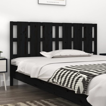 vidaXL Cabecero de cama madera maciza de pino negro 185,5x4x100 cm