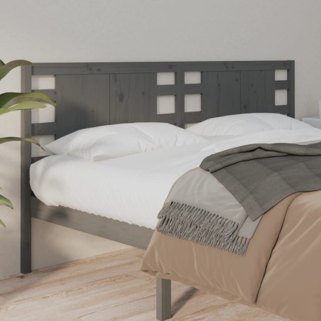 vidaXL Cabecero madera maciza de pino gris 206x4x100 cm