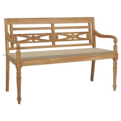 vidaXL Banco Batavia madera maciza de teca con cojín beige 150 cm