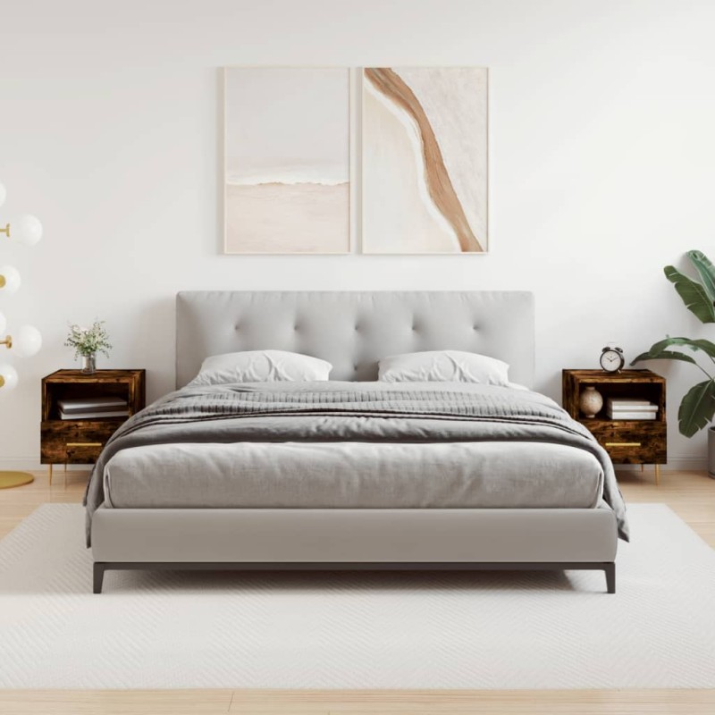 vidaXL Mesita noche 2 uds madera ingeniería roble ahumado 40x35x47,5cm vidaXL Mesita noche 2 uds madera ingeniería roble ahumado 40x35x47,5cm